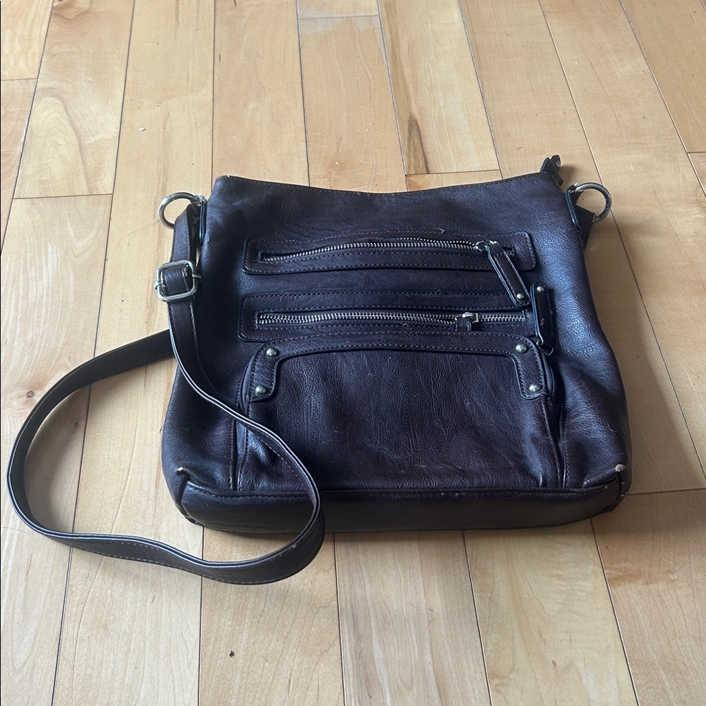 K Studio Dark Brown Leather Crossbody Bag